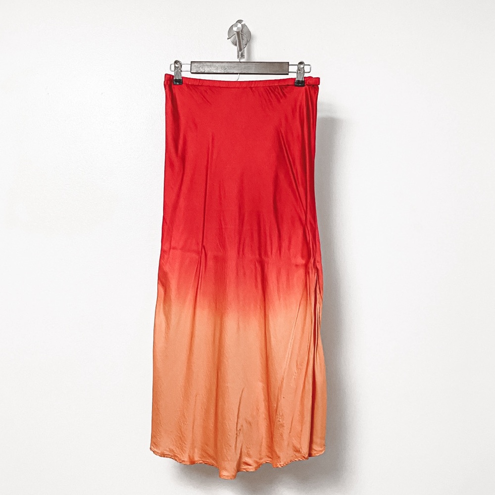 YFB Young Fabulous & Broke Felicity Ombré Satin Holiday Chic Midi Skirt Medium